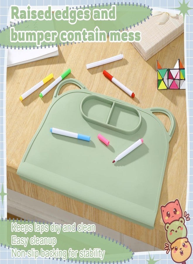 Domensi 2 Pack Silicone Suction Placemat with Teething Edge Bumper/spill for Baby Toddlers Kids with Storage Bag, Non-slip Dinning Table Mat, Dishwasher Safe for Table (Blue Green) - Image 4