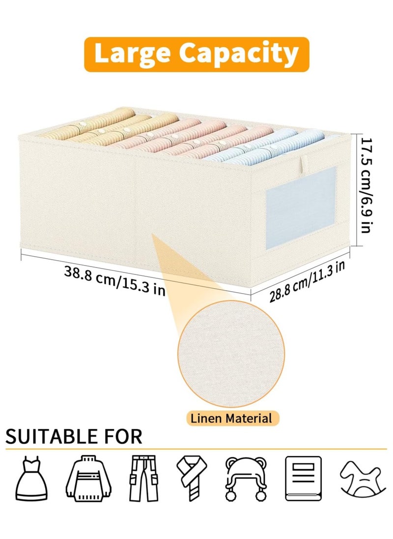 Hihonor 4 Pack Linen Closet Organizers and Storage Bins, Foldable Storage Containers with Clear Window, Large Storage Boxes Baskets for Organizing Clothing, Jeans, Toys, Books, Shelves, Closet, Wardrobe  - Image 2