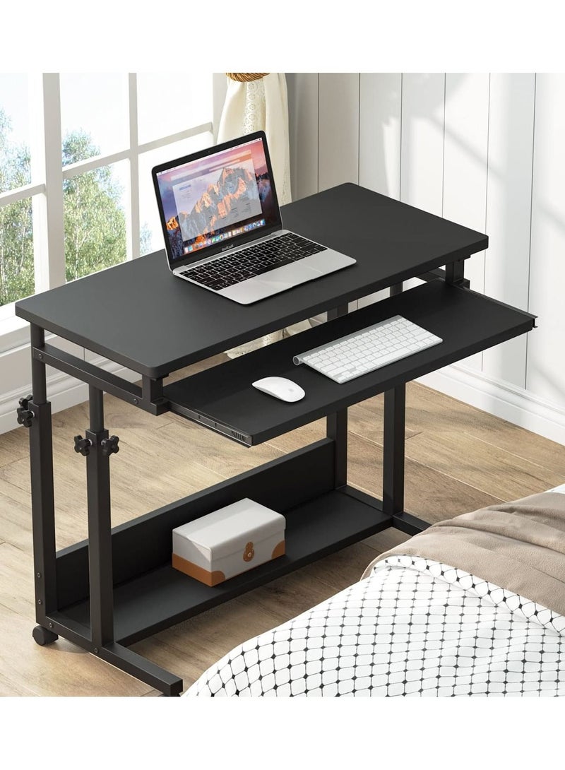 طاولة سرير المستشفى لأجهزة الكمبيوتر، طاولة قابلة للتعديل في الارتفاع فوق السرير، عربة لابتوب، طاولة طعام، طاولة طبية متحركة، بجانب السرير مع عجلات للاستخدام المنزلي - Image 3