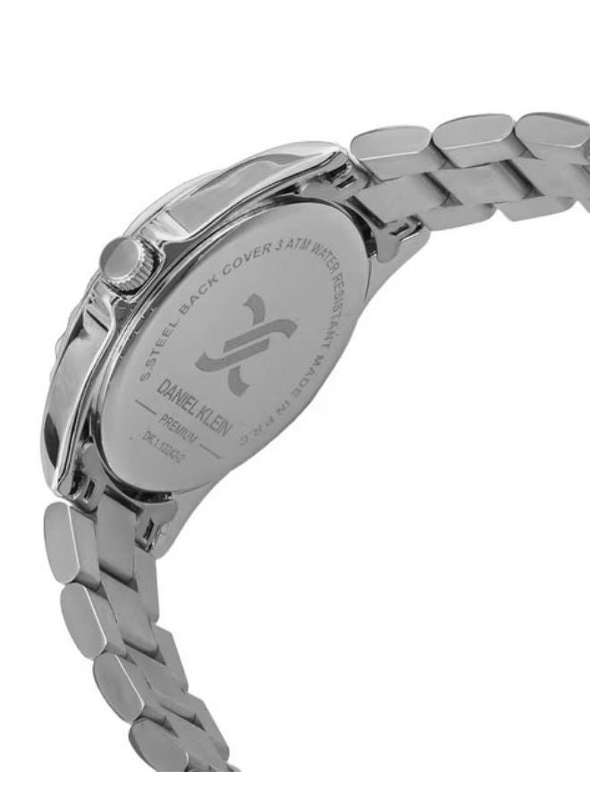 DANIEL KLEIN ساعة يد نسائية دانييل كلاين من الستانلس ستيل، مينا فضي، دائرية انالوج بعقارب DK.1.13242-1 - Image 4