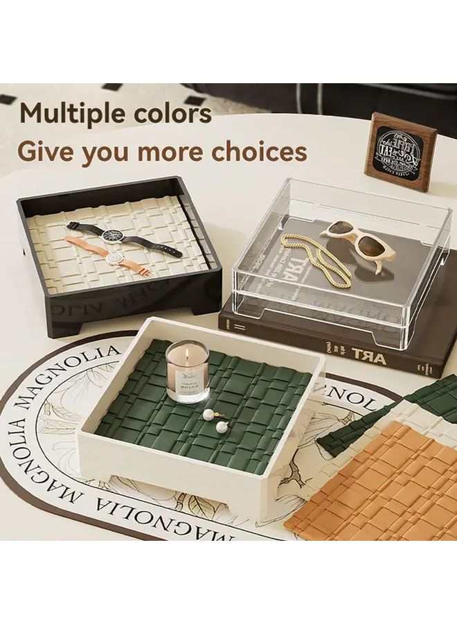 Square Key Holder Tray With Storage Shelf Milk White Orange - Image 2