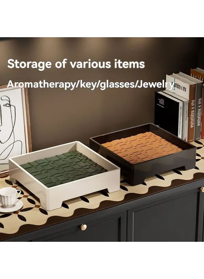 Square Key Holder Tray With Storage Shelf Milk White Orange - Image 4