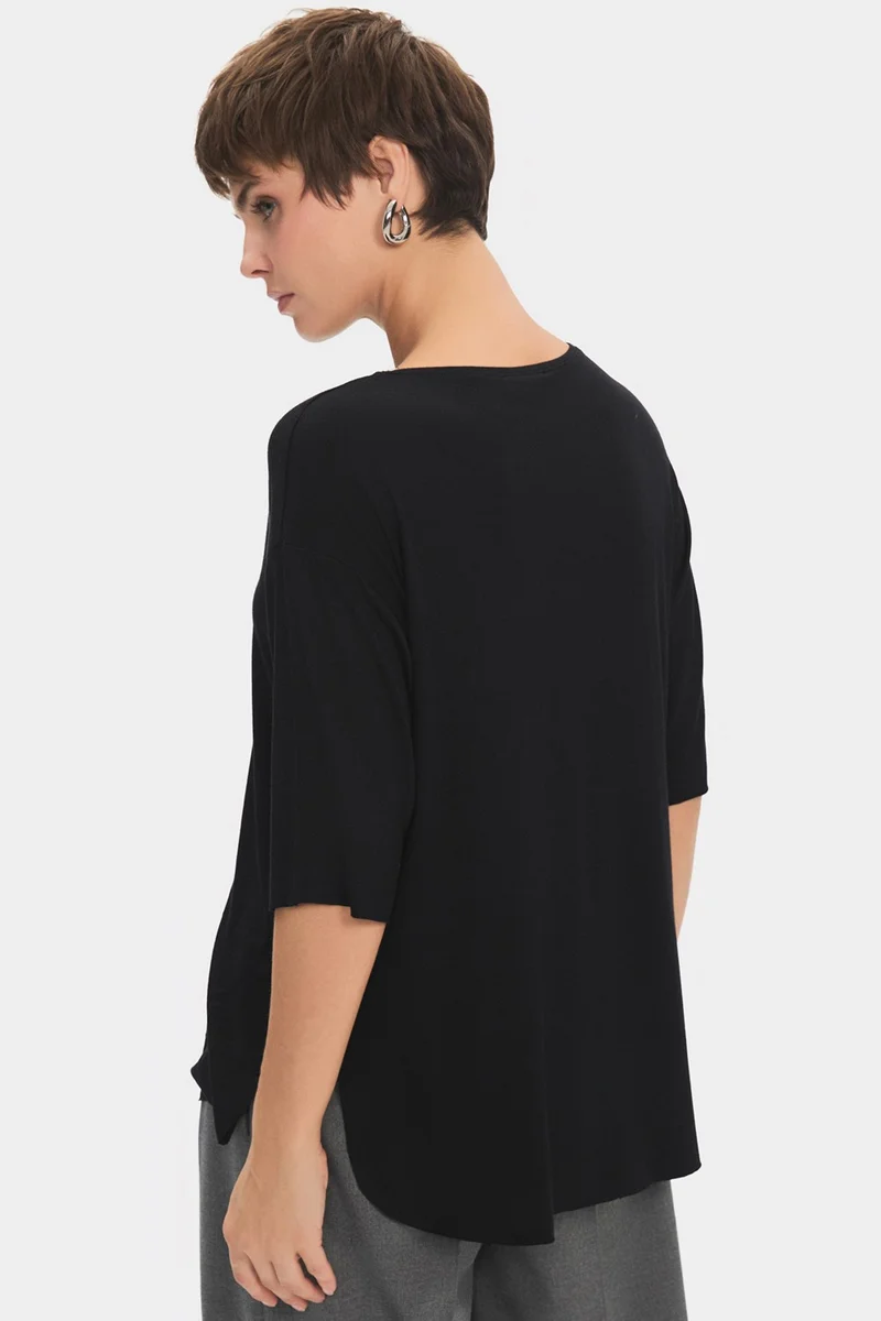 JUNE Women's 100% Cotton Oversize/loose Cut Crew Neck Flowy T-Shirt