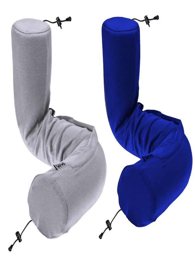 Dot&Dot Dot¨ Twist Memory Foam Travel Pillow for Airplanes - Travel Neck Pillow for Sleeping - Airplane Pillow for Neck Support, Chin, Lumbar and Leg - Adjustable, Bendable Neck Roll Pillow (Gray DBlue AC) - Image 1