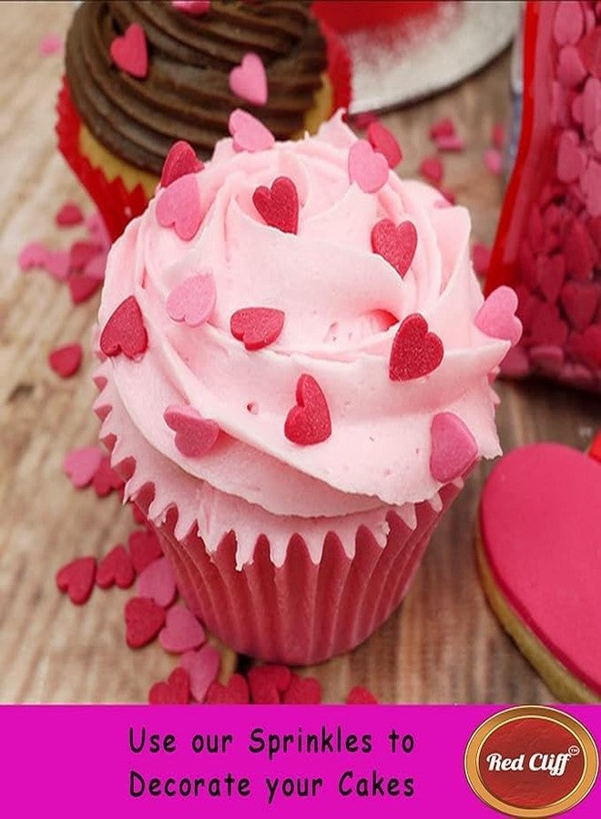 RED CLIFF Edible Pink Heart+Silver Star Shape Sprinkles | Metallic Dessert Toppings for Cakes, Cupcakes, Ice Cream & Sweets | Edible Decorative Sugar Sprinkles | Ideal for Baking & Festive Garnishing | 100gx2 | Pack of 2 - Image 3