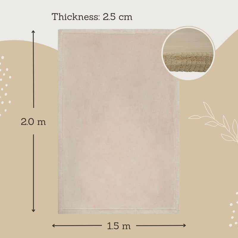 Hakuna Matte Biege Coral Velvet Baby Play Blanket 200 x 150 x 2 cm, High Density Memory Foam Blanket – Non-Slip Mat for Crawling and Play – OEKO-TEX 100 Certification - Image 2