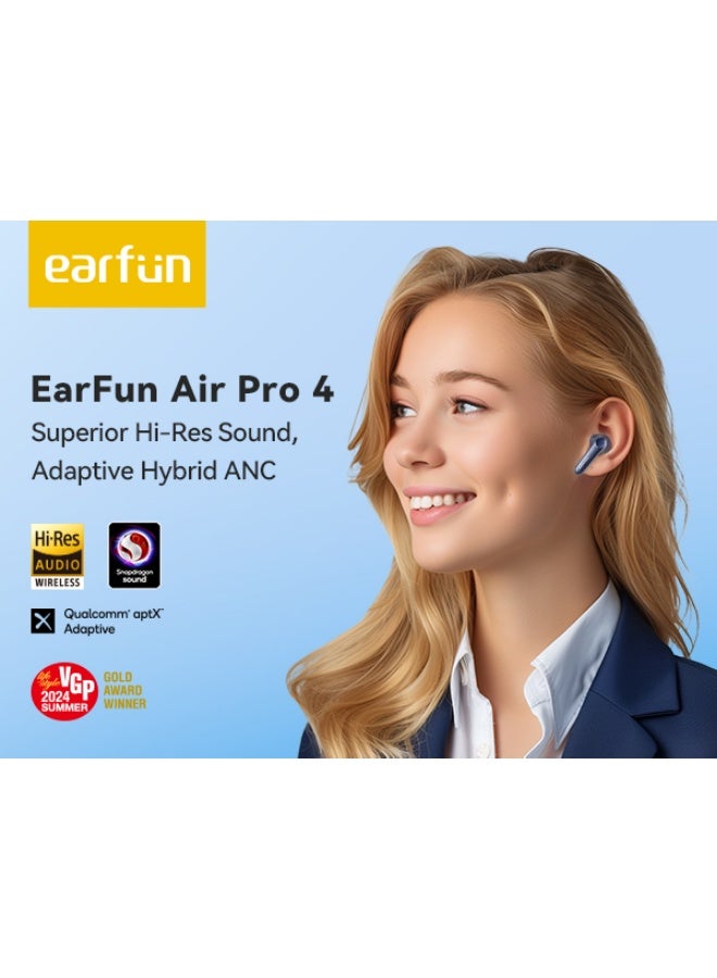 إيرفن سماعات EarFun Air Pro 4 لاسلكية بإلغاء ضوضاء تكيفي هجين، Snapdragon Sound و aptX Lossless، 6 ميكروفونات AI للمكالمات، صوت Hi-Res LDAC، تشغيل حتى 52 ساعة، بلوتوث 5.4، مستشعر ارتداء - Image 3