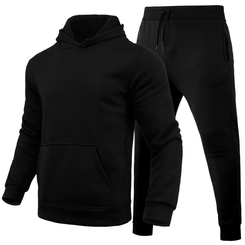 2022 Spring Autumn Winter Men'S And Women'S Casual European Code Blank Solid Color Set Fleece Loose Sweater Pants Two-Piece Set - Image 1