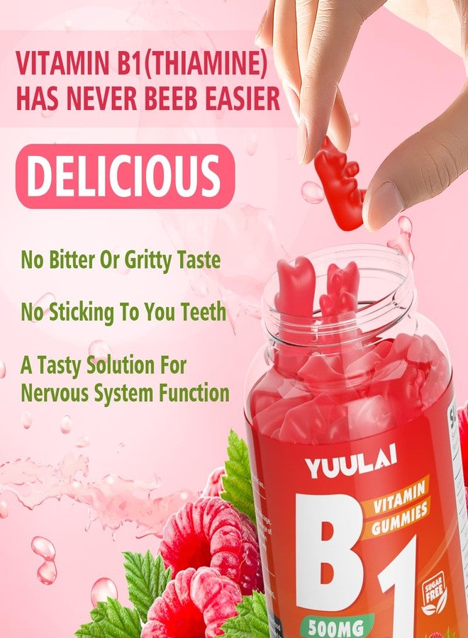 YUULAI Vitamin B1 Gummies 500mg for Adults & Kids, Thiamine B1 Supplement with Magnesium, Vitamin B1 Supplement for Nervous System Supports & Boost Energy, Raspberry Flavor, 60 Count - Image 4