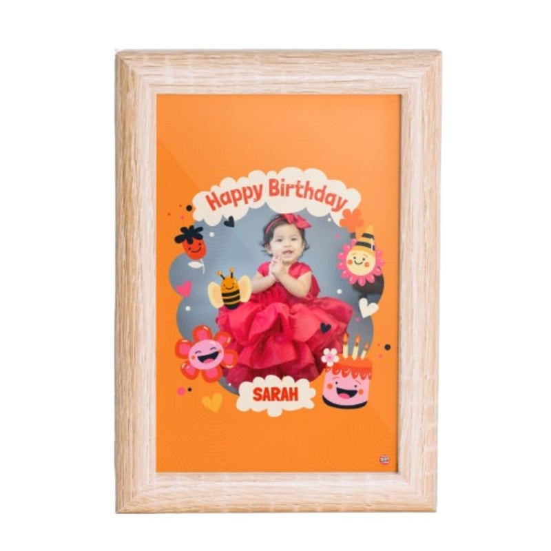 YOUR GIFT STUDIO Customized Birthday Photo Frame Personalized Wooden Base Gift for Kids Friends Family Customized Birthday Gift for Kids - Image 1