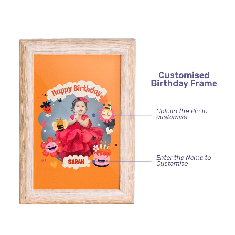 YOUR GIFT STUDIO Customized Birthday Photo Frame Personalized Wooden Base Gift for Kids Friends Family Customized Birthday Gift for Kids - Image 2