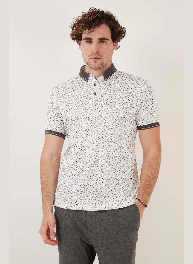 Buratti  Buratti Cotton Blend Patterned Slim Fit Polo Collar T Shirt Men's Polo Collar T-Shirt 646B3270 for Men | Best Price UAE