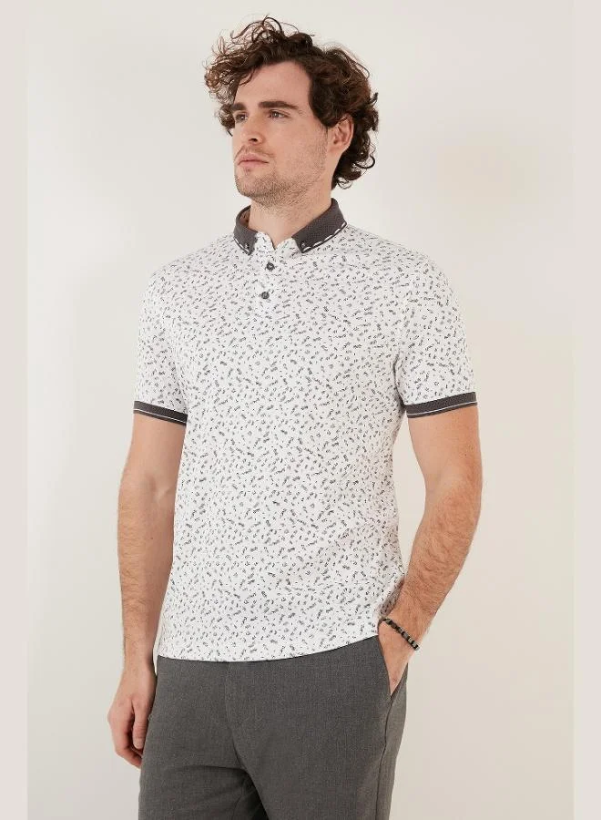 Buratti  Buratti Cotton Blend Patterned Slim Fit Polo Collar T Shirt Men's Polo Collar T-Shirt 646B3270 for Men | Best Price UAE