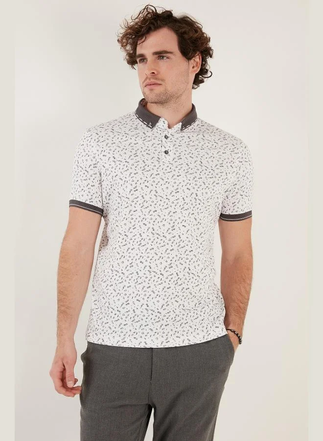 Buratti  Buratti Cotton Blend Patterned Slim Fit Polo Collar T Shirt Men's Polo Collar T-Shirt 646B3270 for Men | Best Price UAE