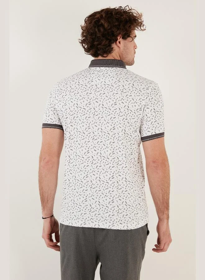 Buratti  Buratti Cotton Blend Patterned Slim Fit Polo Collar T Shirt Men's Polo Collar T-Shirt 646B3270 for Men | Best Price UAE