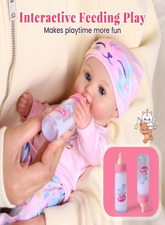 BABESIDE 12 Inch Baby Doll, Realistic Full Vinyl Baby Doll Set with Accessories, Small Baby Doll Toys for Girls 3+, Pretend Play Baby Dolls with Bottle, Ideal for Birthday, Pretend Play, Christmas - Image 4
