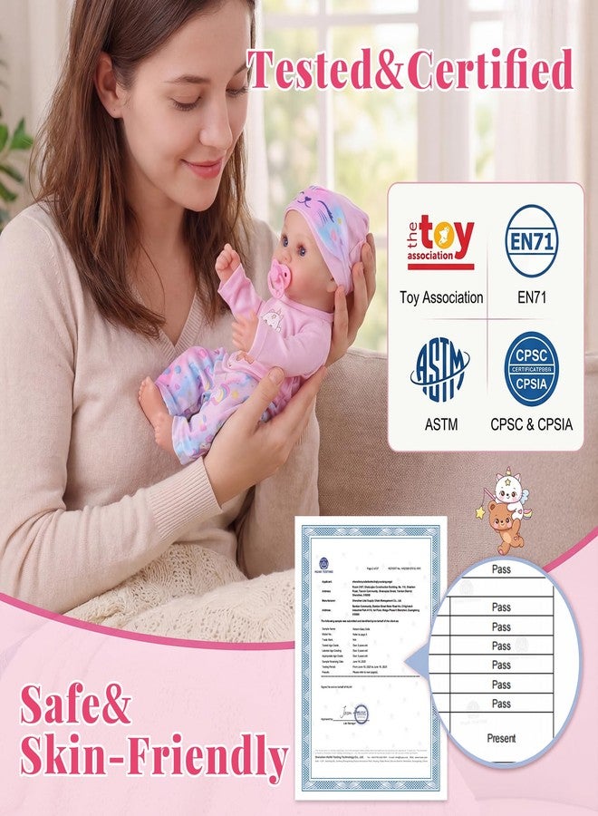 BABESIDE 12 Inch Baby Doll, Realistic Full Vinyl Baby Doll Set with Accessories, Small Baby Doll Toys for Girls 3+, Pretend Play Baby Dolls with Bottle, Ideal for Birthday, Pretend Play, Christmas - Image 2