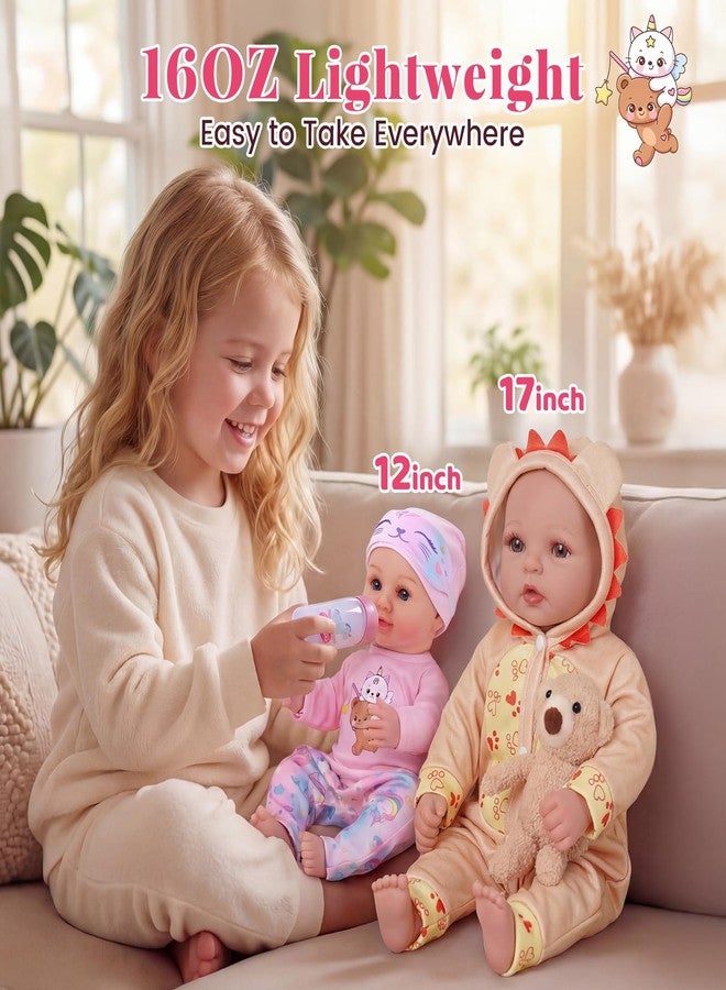 BABESIDE 12 Inch Baby Doll, Realistic Full Vinyl Baby Doll Set with Accessories, Small Baby Doll Toys for Girls 3+, Pretend Play Baby Dolls with Bottle, Ideal for Birthday, Pretend Play, Christmas - Image 3