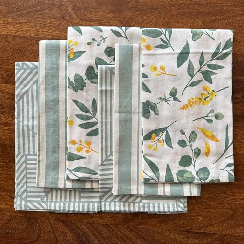Oak & Lily Set of 6 Kitchen Napkins | Dish Towels | 100% Cotton | Premium European Quality | Washable, Large Size (40 * 60cm) Kitchen Cloth for Roti, Cleaning, Drying, Wiping | Sage Green - Image 4