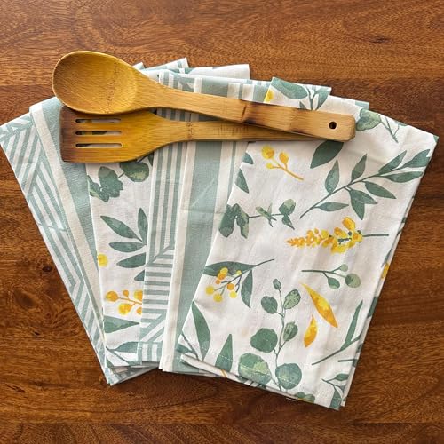 Oak & Lily Set of 6 Kitchen Napkins | Dish Towels | 100% Cotton | Premium European Quality | Washable, Large Size (40 * 60cm) Kitchen Cloth for Roti, Cleaning, Drying, Wiping | Sage Green - Image 1