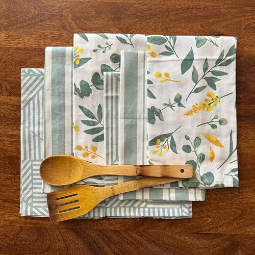 Oak & Lily Set of 6 Kitchen Napkins | Dish Towels | 100% Cotton | Premium European Quality | Washable, Large Size (40 * 60cm) Kitchen Cloth for Roti, Cleaning, Drying, Wiping | Sage Green - Image 3