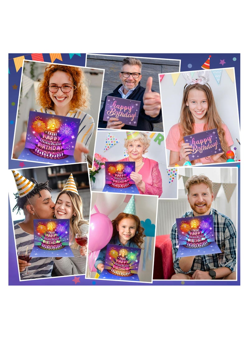 SOLARAE 3D Pop-Up Happy Birthday Card with Light & Sound, Fireworks Show - Premium Greeting Card for Men, Women, Kids, Husband, Wife - Perfect for Personalization with Envelopes Included. - Image 5