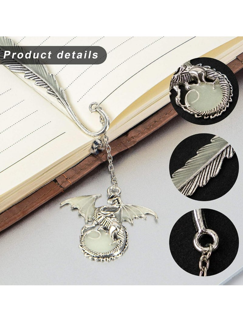 Vintage Feather Metal Bookmark, Unique Glow in The Dark Bookmark Gift for Men Women - Image 3