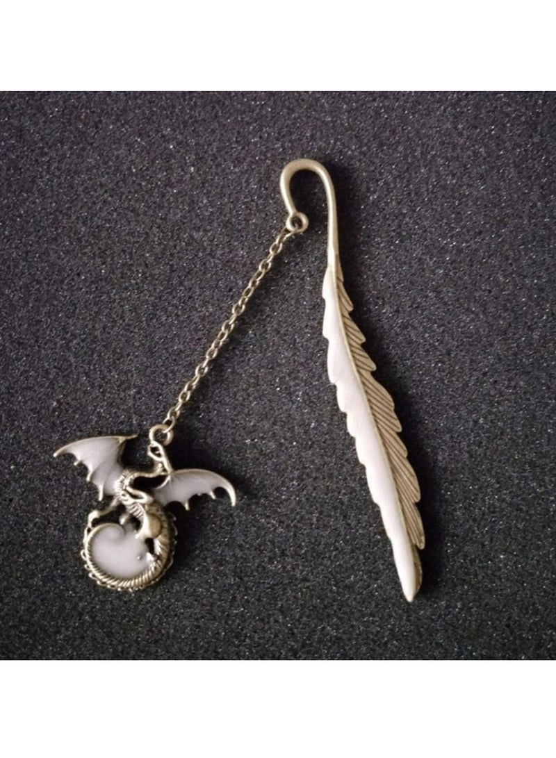 Vintage Feather Metal Bookmark, Unique Glow in The Dark Bookmark Gift for Men Women - Image 2