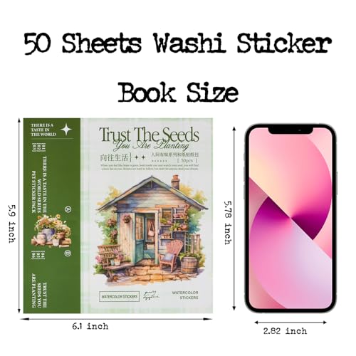 Dwpetzo Garden Journal Stickers for Junk Journal Supplies, 50 Sheets Precut Watercolor Washi Sticker Book for Journaling, Scrapbooking, Bujo, Card Making, Art Crafts, Adults - Image 5