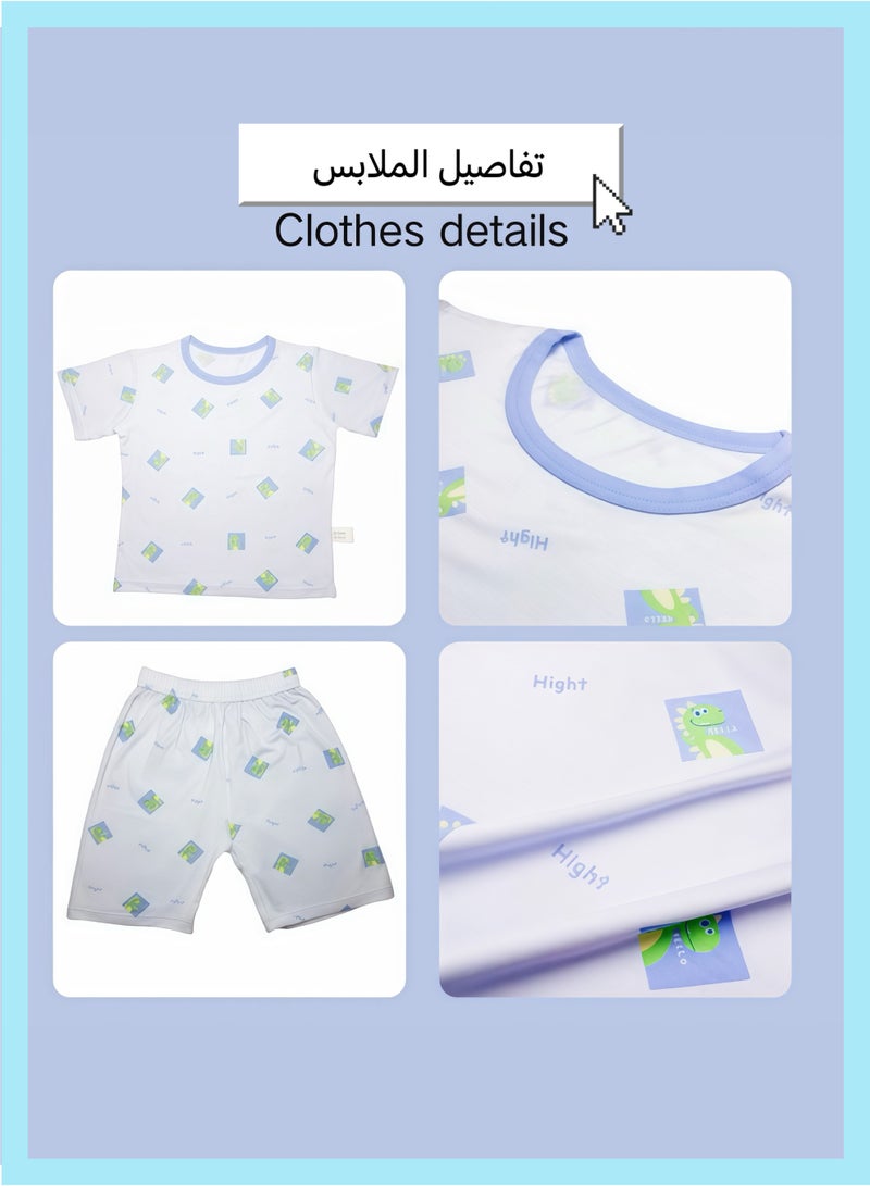 Children's home clothing sets, class A modal and pure cotton short - sleeved and short - pants pajamas and sleep pants, breathable for small, medium and large children, children's clothing - Image 2