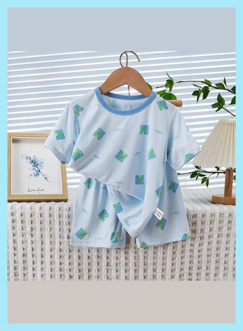 Children's home clothing sets, class A modal and pure cotton short - sleeved and short - pants pajamas and sleep pants, breathable for small, medium and large children, children's clothing - Image 3