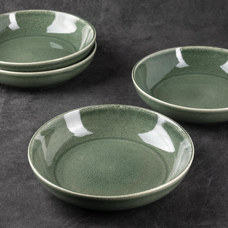 AmorArc 85 Large Ceramic Pasta Bowls Set 36oz Stoneware Bowls Set of 4 for Kitchen Reavtive Glaze BowlsMicrowave Dishwasher Safe for PastaSaladOatmeal Jade Green - Image 3
