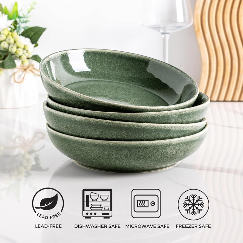 AmorArc 85 Large Ceramic Pasta Bowls Set 36oz Stoneware Bowls Set of 4 for Kitchen Reavtive Glaze BowlsMicrowave Dishwasher Safe for PastaSaladOatmeal Jade Green - Image 5