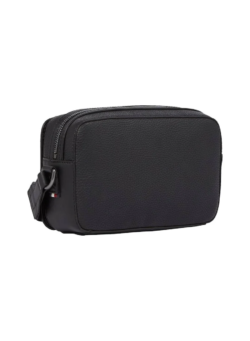 TOMMY HILFIGER Men's Th Business Textured Reporter Bag, Black - faux leather