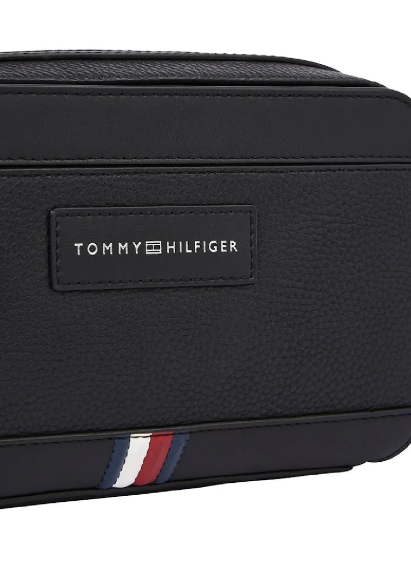 TOMMY HILFIGER Men's Th Business Textured Reporter Bag, Black - faux leather