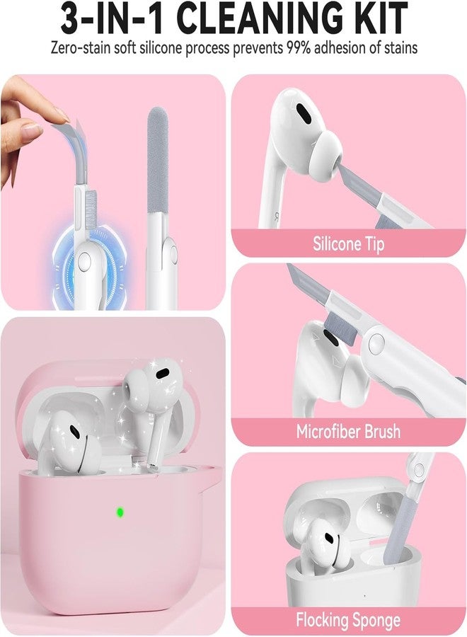 TNSNK Soft Silicone Case for AirPods Pro 2nd/1st Generation, Protective Cases Cover with Cleaning Kit & Keychain, Compatible with AirPods Pro 2 for Women Girly, Anti-Scratch, Shockproof (Pink) - Image 5