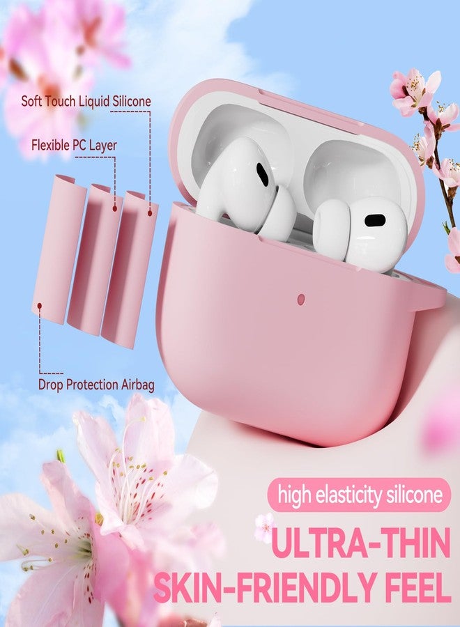 TNSNK Soft Silicone Case for AirPods Pro 2nd/1st Generation, Protective Cases Cover with Cleaning Kit & Keychain, Compatible with AirPods Pro 2 for Women Girly, Anti-Scratch, Shockproof (Pink) - Image 2