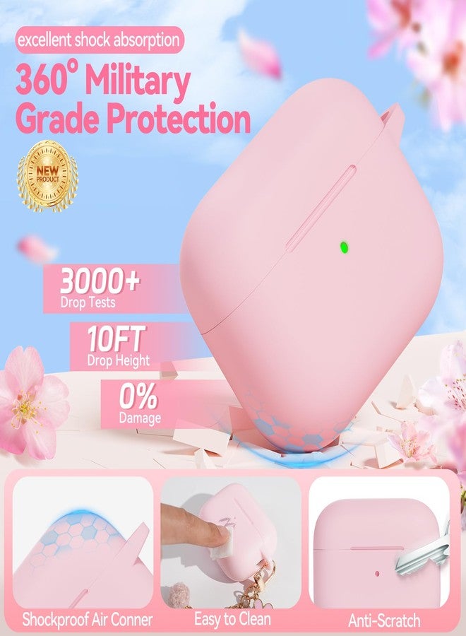 TNSNK Soft Silicone Case for AirPods Pro 2nd/1st Generation, Protective Cases Cover with Cleaning Kit & Keychain, Compatible with AirPods Pro 2 for Women Girly, Anti-Scratch, Shockproof (Pink) - Image 3