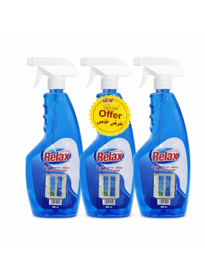 Relax Glass Cleaner - 650 ml (Pack of 3)
