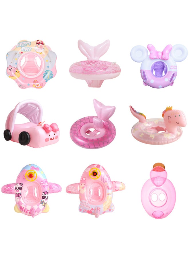 Generic Children's Swimring Seat Ring Sitting Anti-rollover Baby Infant Swimming Ring Inflatable Swimming Ring INS Cyber Red Seat Ring-Inside Diameter After Inflation:Sequin Wings Swan Pants Loop (suitable  - Image 3
