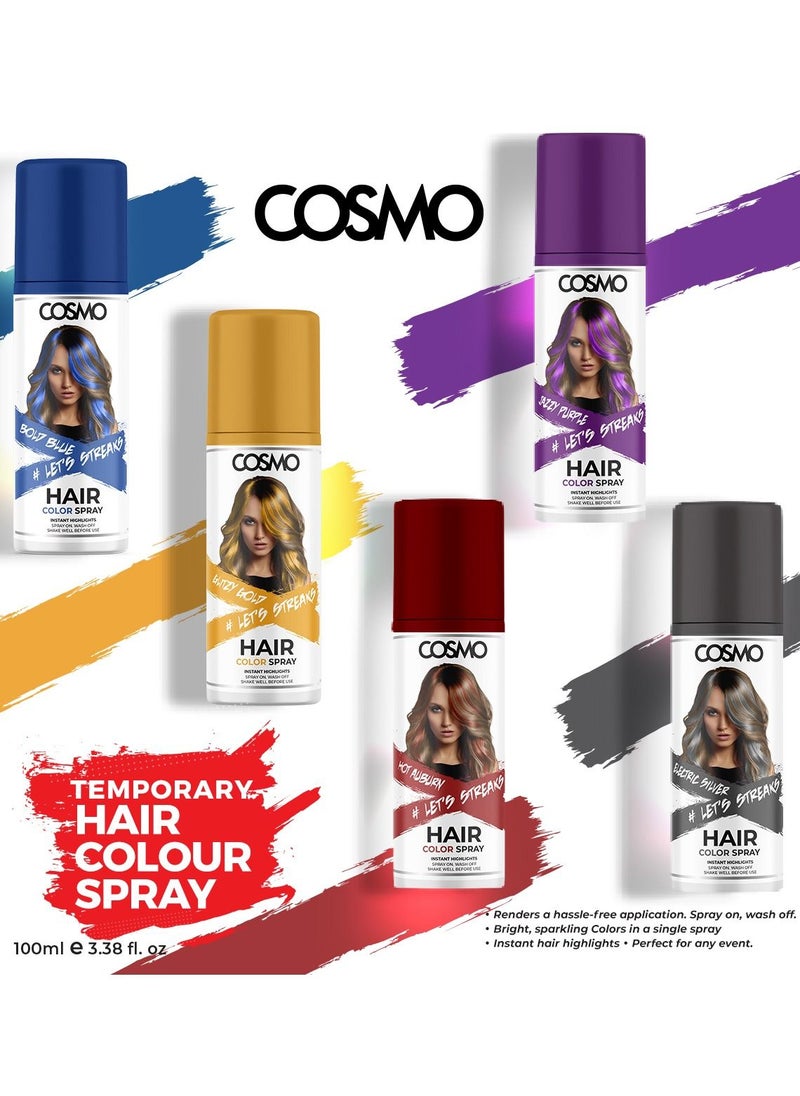 COSMO Temporary Hair Colour Spray Jazzy Purple For Unisex - 100ml  - Image 2