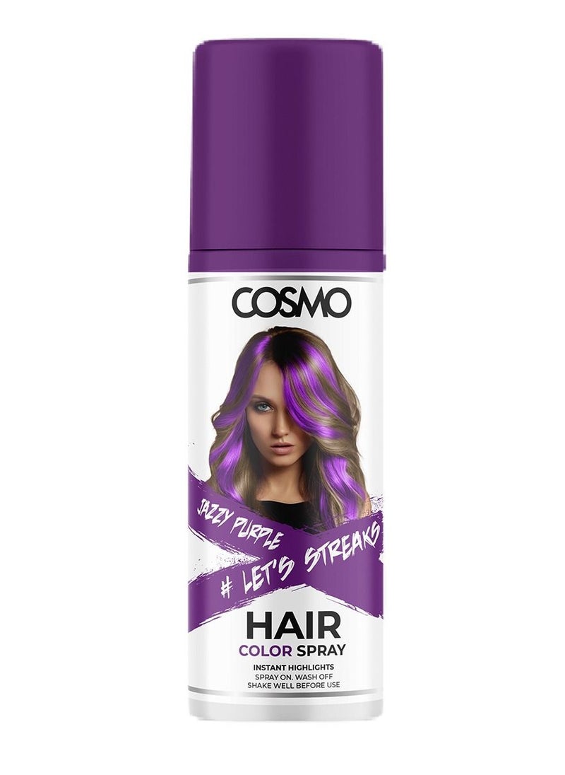 COSMO Temporary Hair Colour Spray Jazzy Purple For Unisex - 100ml  - Image 1