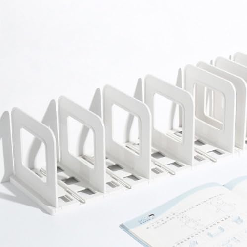 SEMITO Adjustable Desk File Organizer with Dividers for Books, Magazines, Office Files | Multi-Slot Desktop Storage Rack | Book Stand for Home Office Study Table (White, 8 Compartment) - Image 3