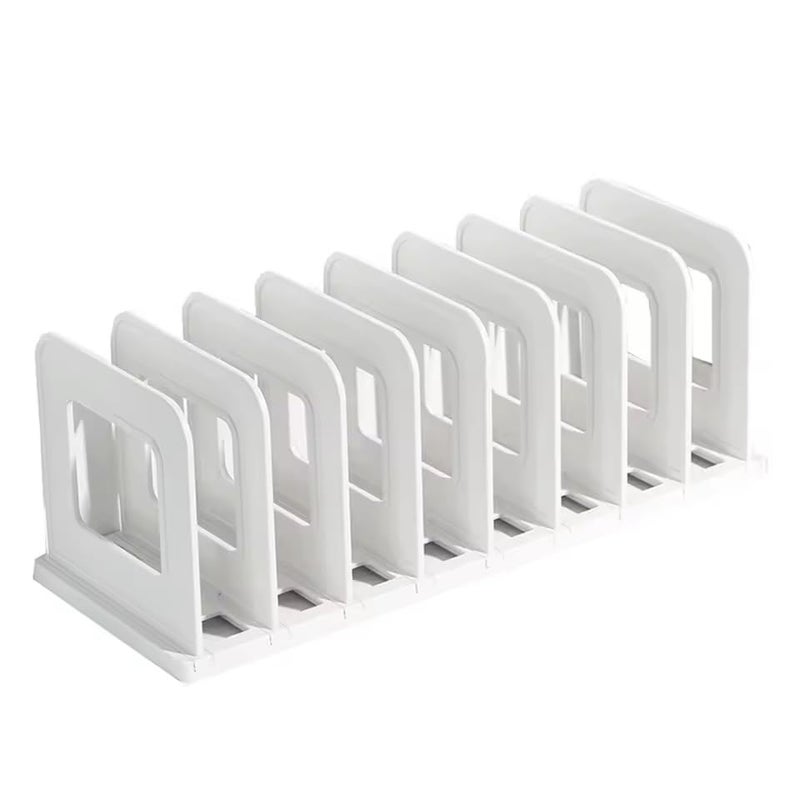 SEMITO Adjustable Desk File Organizer with Dividers for Books, Magazines, Office Files | Multi-Slot Desktop Storage Rack | Book Stand for Home Office Study Table (White, 8 Compartment) - Image 1
