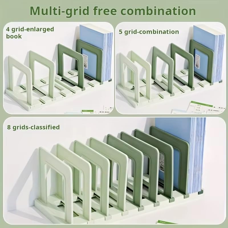 SEMITO Adjustable Desk File Organizer with Dividers for Books, Magazines, Office Files | Multi-Slot Desktop Storage Rack | Book Stand for Home Office Study Table (White, 8 Compartment) - Image 5