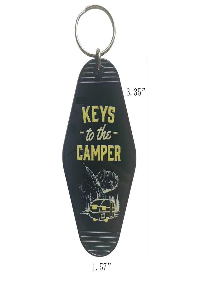 Lemua 2pcs Black Keys to The Camper Keychain Plastic Retro Camper Keychain Set 2 Pack Camper Accessories Camping Accessories for Women Men Vintage Motel Key Chain for Camper Trailer - Image 4