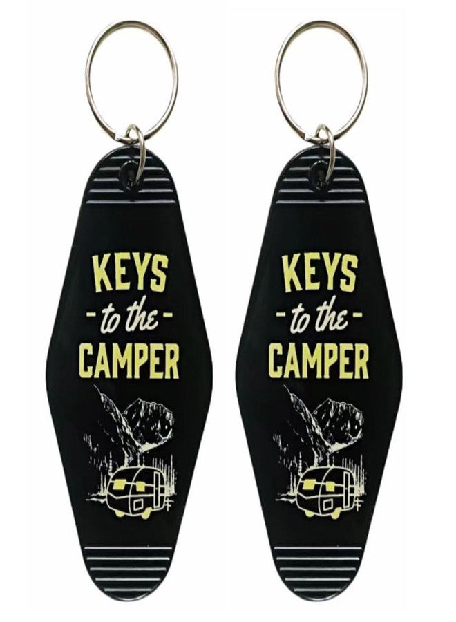 Lemua 2pcs Black Keys to The Camper Keychain Plastic Retro Camper Keychain Set 2 Pack Camper Accessories Camping Accessories for Women Men Vintage Motel Key Chain for Camper Trailer - Image 1