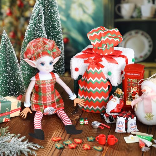 MiniInflat 36 Pcs Christmas Doll Accessories Dolls Baker Outfit Set Christmas Mini Doll Cooking Accessories Include Baker Outfit Mini Baking Props for Dollhouse Decorations Girls and Boys Xmas Gift - Image 5