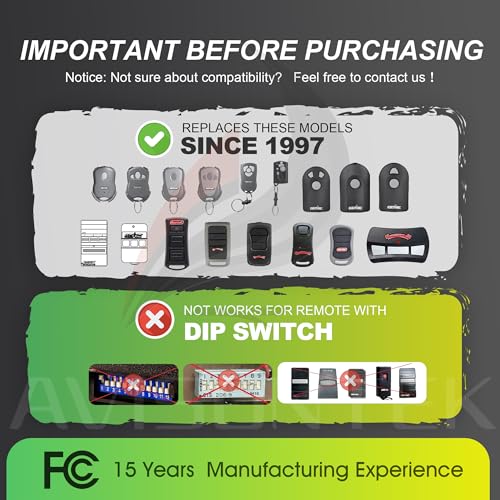 Avisontek 2-Pack Replacement for Genie Garage Door Opener Remote G1T-BX G1T-A, FCC Certified, Rolling Code & Auto-Seek Easy Pairing, 3-Year Warranty - Image 2