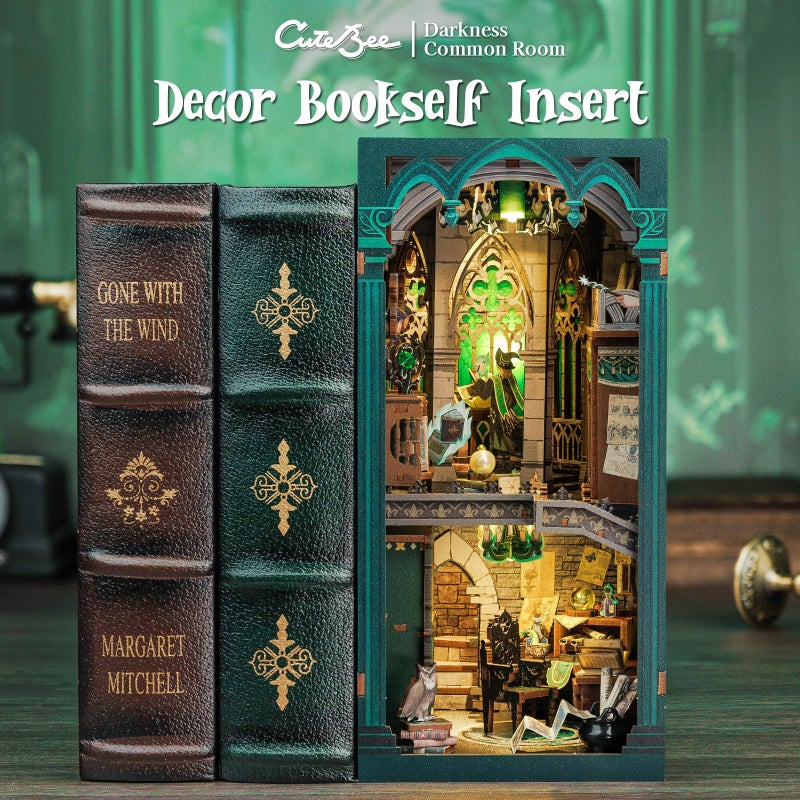 CUTEBEE Book Nook Kit, DIY Booknook Miniature House Tiny House 3D Wooden Puzzle Dollhouse Kit for Adults and Teens, Bookshelf Insert Decor, DIY Craft Gift Model Build - Image 2